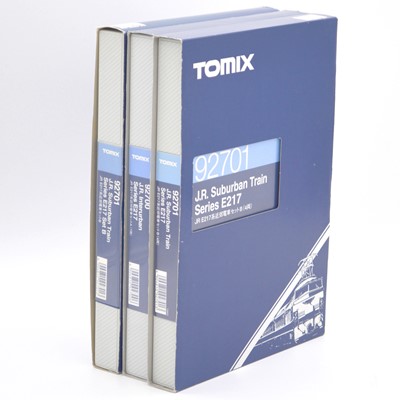 Lot 603 - Tomix Japan N gauge model railways, 92700, 92701 (x2) J.R. Interurban/Suburban series E217