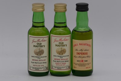 Lot 26 - James MacArthur's - Imperial, three single Speyside malt whisky bottlings