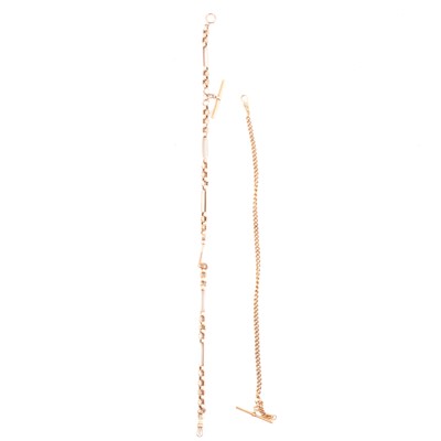 Lot 152A - Yellow metal watch chain and a rolled gold watch chain