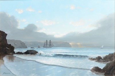 Lot 215 - Les 'Jason' Spence, ships at sail by the coast.