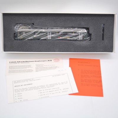 Lot 132 - Hag HO gauge model railway diesel locomotive ref 153 BDe 4/4 SBB grun, boxed.