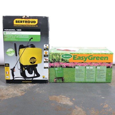 Lot 294 - Berthed backpack sprayer and a Scott's...