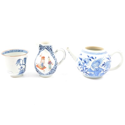 Lot 4 - Small Cantonese porcelain pear-shape teapot, and other Chinese porcelain items.