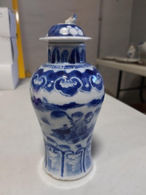 Lot 2 - Chinese blue and white porcelain gu-shape vase, pair of baluster-shape vases and others.