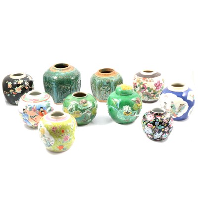 Lot 6 - Chinese famille noir and other ginger jars.