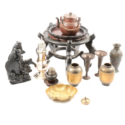 Lot 17 - Pair of soapstone vases, etc.