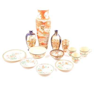 Lot 5 - Japanese porcelain vase, and a small collection of Satsuma ware.