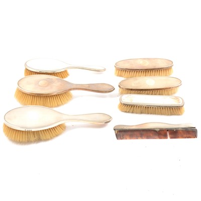 Lot 148 - Five-piece silver-backed dressing table set, Charles S Green & Co Ltd, Birmingham 1922.