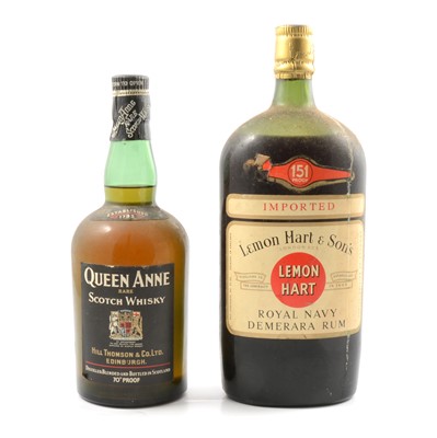 Lot 66 - Lemon Hart & Sons 151 Royal Navy Demerara Rum, Queen Anne Scotch Whisky