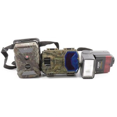 Lot 114 - Digital cameras and camera accessories, two boxes