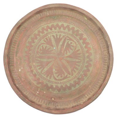 Lot 90 - Eastern brass tray, other trays and bowls
