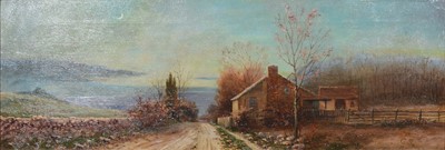 Lot 177 - G Smith, Country lane with a cottage