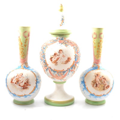 Lot 31 - Victorian glass vases garniture