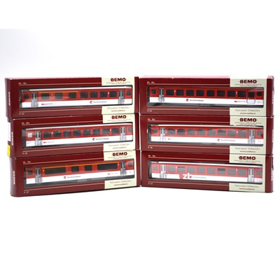 Lot 517 - Six Bemo HOe gauge model railway passenger coaches