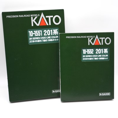 Lot 691 - Kato N gauge model railway sets, including 5-car set ref 10-1551 201 series Chuo line colour