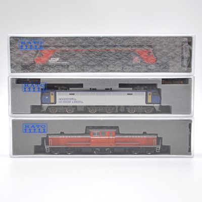 Lot 708 - Kato N gauge locomotives, three including ref 3018 EF200; 7002 DD51; 7007 DF200