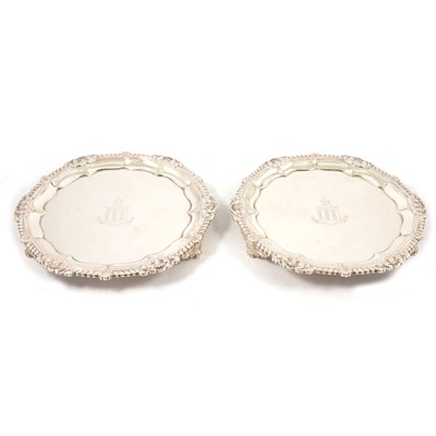 Lot 67 - Pair of George IV silver salvers, Barak Mewburn, London 1827