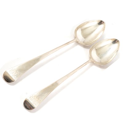 Lot 58 - Pair of George III silver basting spoons, probably William Sumner, London 1802