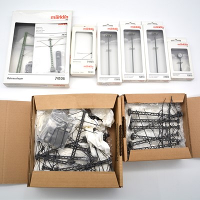 Lot 409 - Marklin HO gauge model railways track-side accessories, seven packs etc.