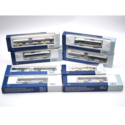 Lot 410 - Rietze Automodelle 1:87 scale HO gauge, eight track-side model buses and coaches
