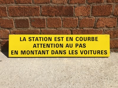 Lot 63 - Original French railway station enamel sign 17cm by 76cm.