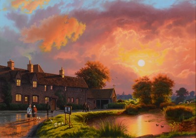 Lot 126 - Daniel Van der Putten, Sunset after the rain, Lower Slaughter, Cotswolds