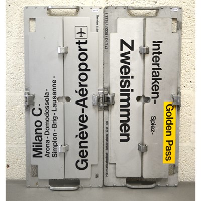 Lot 796 - Two French railway train flip-signs, both silver ground with a number of flipping sign plates