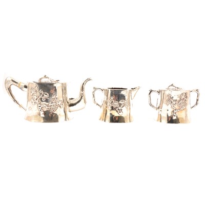 Lot 46 - Chinese silver three piece tea set