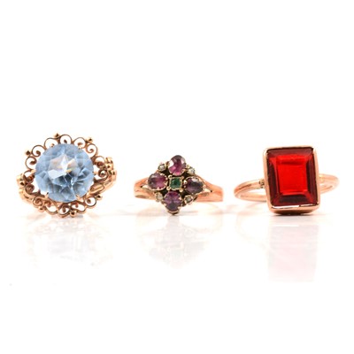 Lot 60 - Three gemset dress rings.
