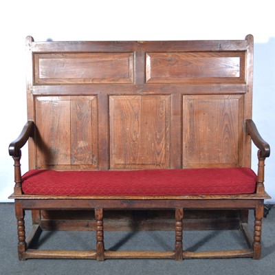 Lot 202 - Joined oak and elm settle, 18th Century