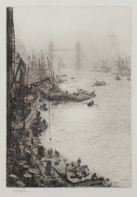 Lot 104 - William Lionel Wylie, Down Stream to Tower Bridge from London Bridge