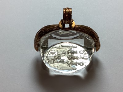 Lot 69 - An 18 carat gold signet ring and crystal intaglio seal - Leijonhfvud family crest.