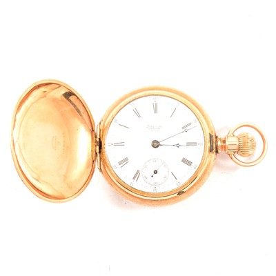 Lot 271 - American Waltham W Co.- a sportsman's gold-plated  full hunter pocket watch.