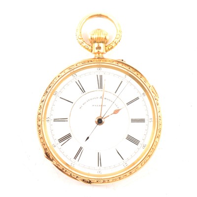 Lot 268 - Murgatroyd & Horsfall Halifax - an 18 carat yellow gold open-face pocket watch.