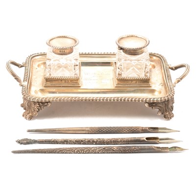 Lot 90 - Silver desk stand, Thomas Bradbury & Sons, London 1902
