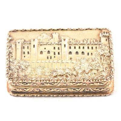 Lot 75 - Early Victorian silver gilt castle top vinaigrette, Nathaniel Mills, Birmingham 1838