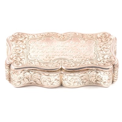 Lot 76 - Oddfellows interest; Victorian silver snuff box, Edward Smith, Birmingham 1850