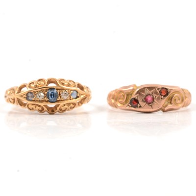 Lot 41 - Two 18 carat gold gemset rings.