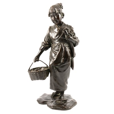 Lot 22 - Tokyo School, girl with a basket, bronze