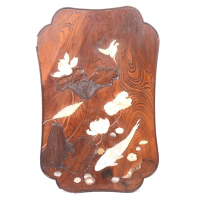 Lot 506 - Chinese elm and inlaid panel