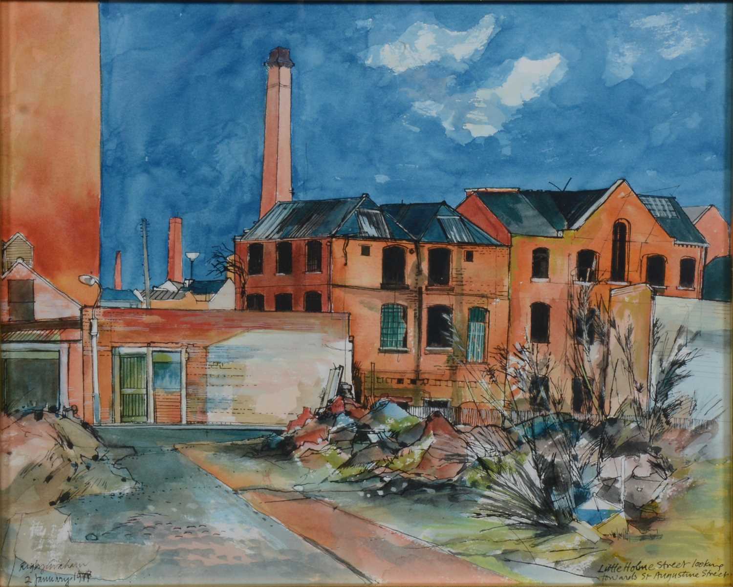 Lot 95 - Rigby Graham - Factory on Little Holme Street, January 1977