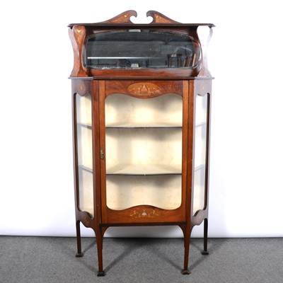 Lot 262 - Late Victorian mahogany and marquetry display cabinet, Art Nouveau influence