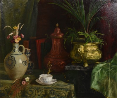Lot 155 - W Sam***, Still life with samovar