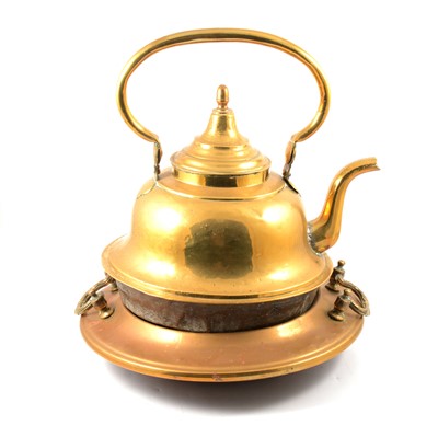 Lot 164 - Large Dutch brass kettle, and other pewter and metalware