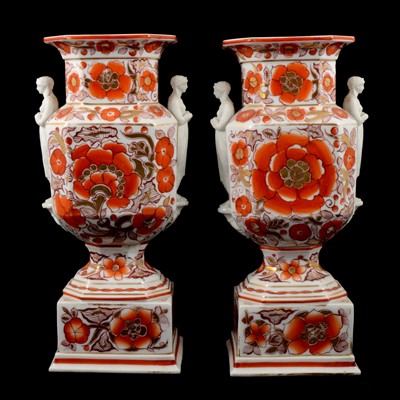 Lot 11 - Pair of French porcelain urn shaped vases