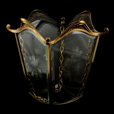 Lot 194 - Edwardian brass framed hall lantern