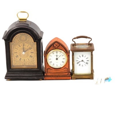 Lot 96 - French brass carriage clock and two other clocks