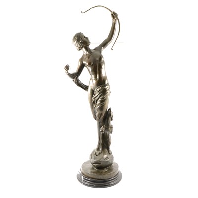 Lot 132A - European School, Diana the Huntress, large patinated bronze