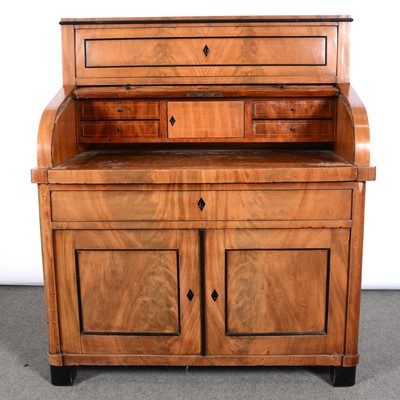 Lot 248 - Biedermeier walnut cylinder front bureau