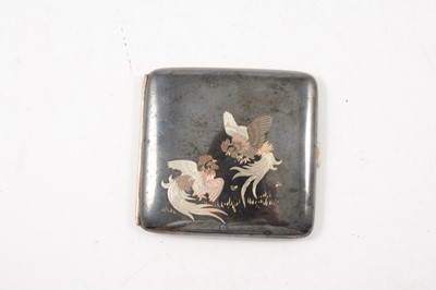 Lot 23 - Alfred Dunhill, white metal, niello and inlaid cigarette case